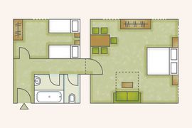 Familien Suite - Abweichungen zu Zimmerskizzen möglich